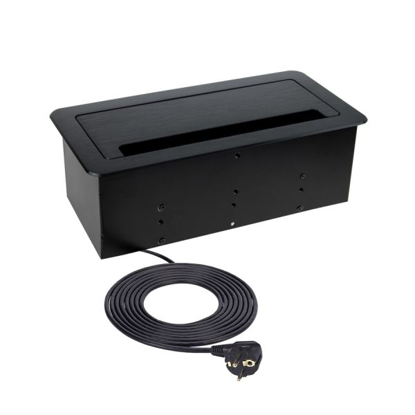 Inbox černá Vestavná nábytková zásuvka INBOX s USB A+C, RJ45 a HDMI
