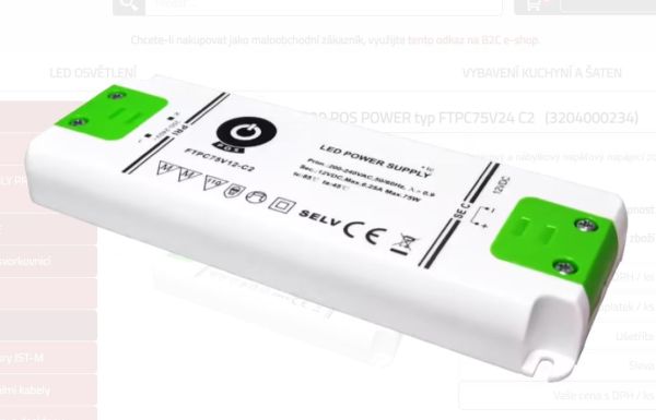 Zdroj napětí 24/75W 5,83A IP20 POS zdroj s krytými svorkami 24V/75W