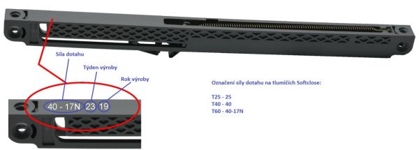 Tlumič posuvných dveří-Softclose pro S60N T25 SLIDIX / 17C06025/